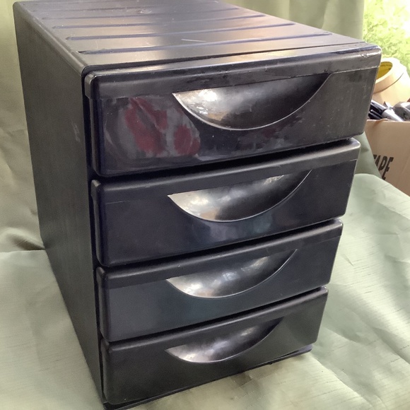 Four 9”x13” dark color plastic drawers desk home office storage organizer unit - Picture 1 of 6